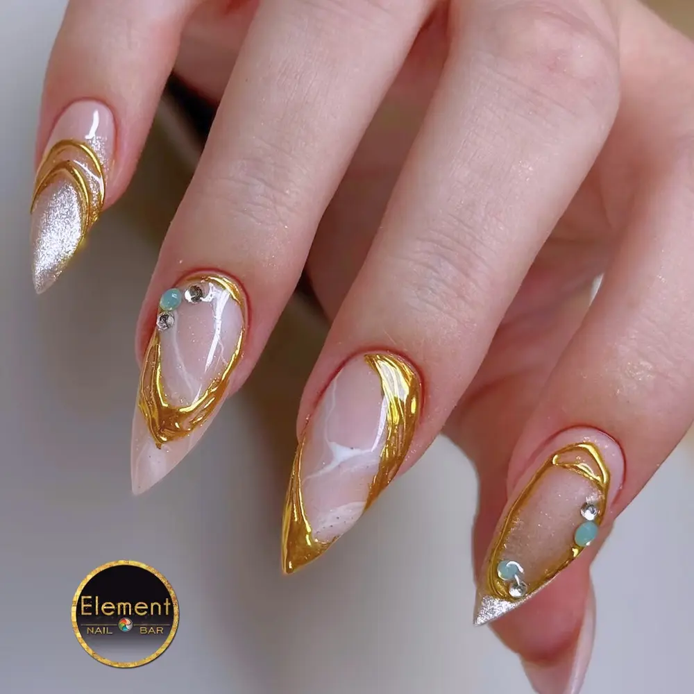 Floral Gel-X nails by Element Nail Bar in Phoenix